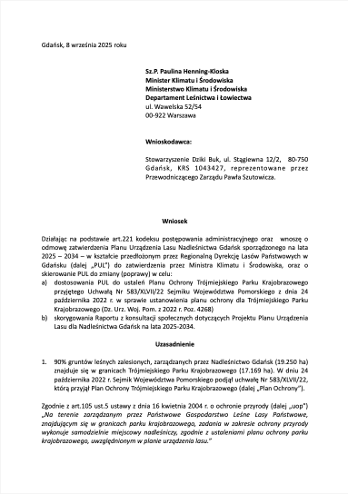 Wniosek od odrzucenie pulu - pierwsza strona - link do pobrania